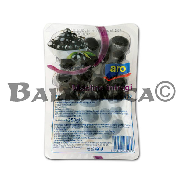 250 G OLIVES NOIRES ENTIERES ARO
