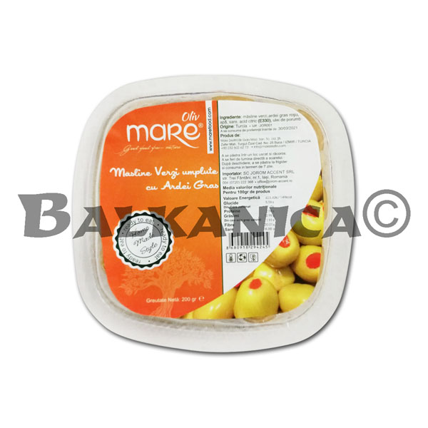 200 G MASLINE VERZI UMPLUTE CU ARDEI GRAS MARE 200 G MASLINE VERZI UMPLUTE CU ARDEI GRAS MARE