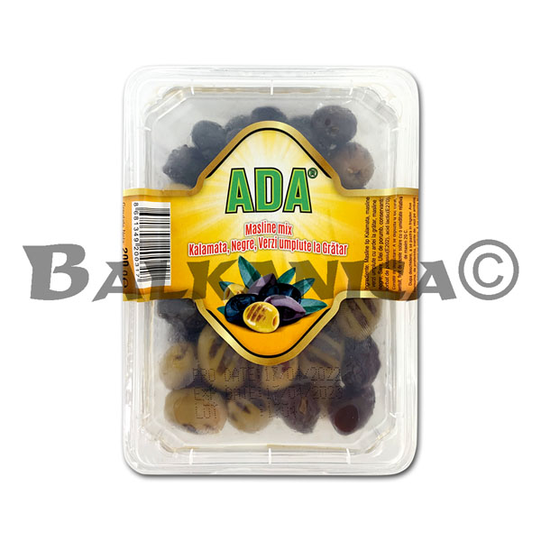 200 G MIX DE MASLINE KALAMATA, NEGRE SI VERZI UMPLUTE LA GRATAR ADA 200 G MIX DE MASLINE KALAMATA, NEGRE SI VERZI UMPLUTE LA GRATAR ADA
