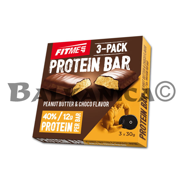 PACK (3 X 30 G) BATON PROTEIC CU GUST DE CREMA ARAHIDE SI CIOCOLATA FITME UP