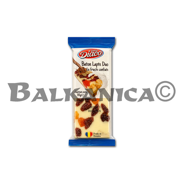 80 G BATON LAPTE DUO CU FRUCTE CONFIATE DOLCE DIACO