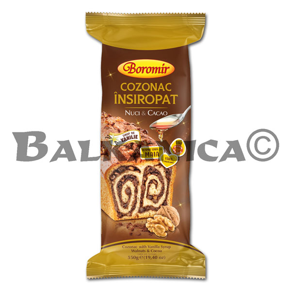 550 G COZONAC INSIROPAT CU NUCI SI CACAO BOROMIR